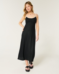 Linen-Blend Maxi Dress