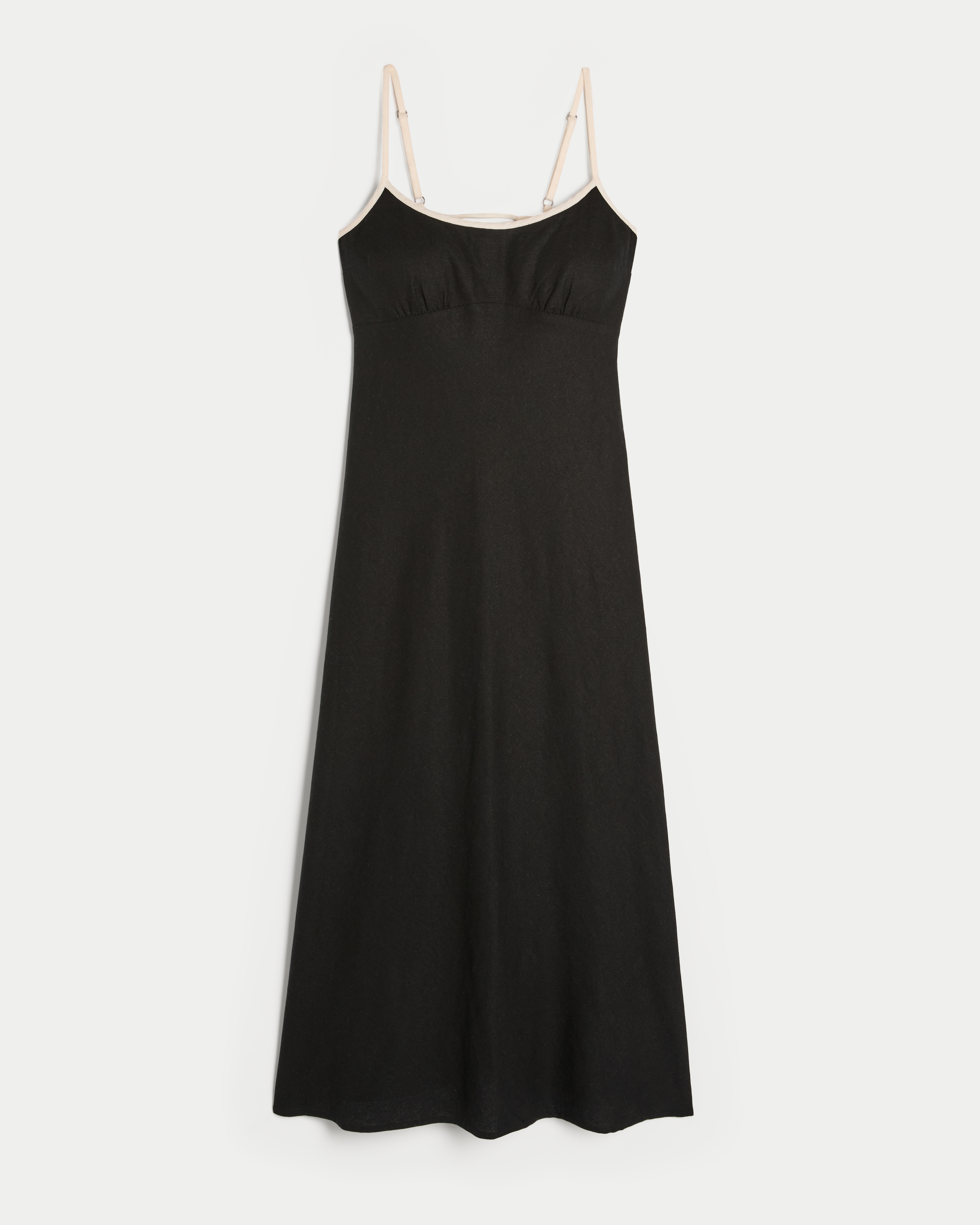 Linen-Blend Open-Back Slip Midi Dress