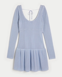 hollister long sleeve crochet dress Women's Long Sleeve Drop Waist Crochet Style Mini Skater Dress | Women's  Sale