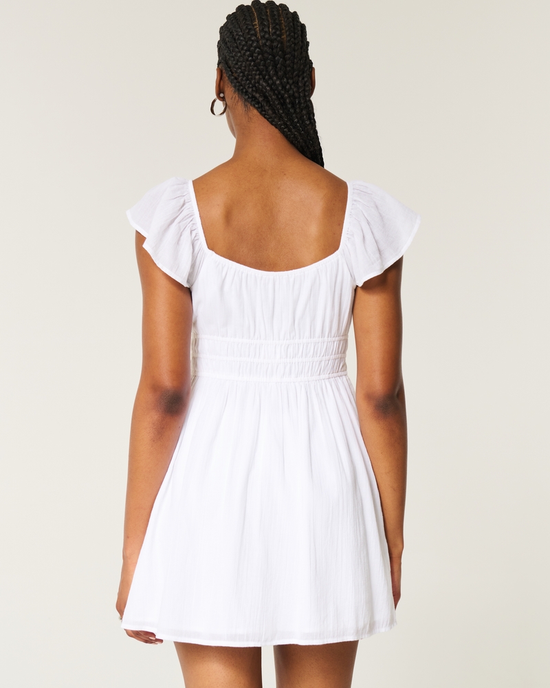 Flutter Sleeve Double-Tie Skort Dress