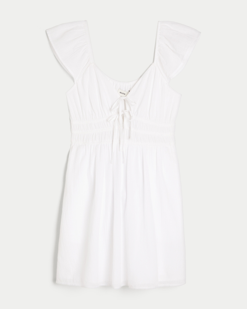 Flutter Sleeve Double-Tie Skort Dress