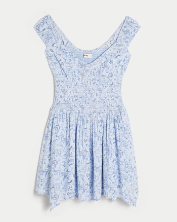 Duplicity Cut-Out Waist Asymmetrical Hem Mini Dress Oyster