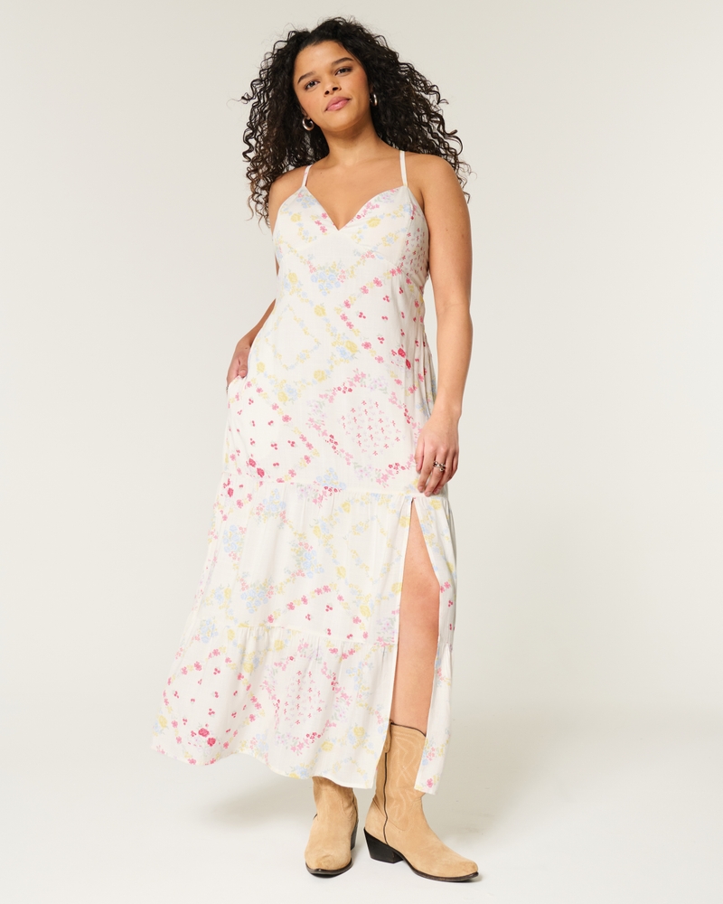 Hollister Sofia Side-Smocked Eyelet Maxi Dress