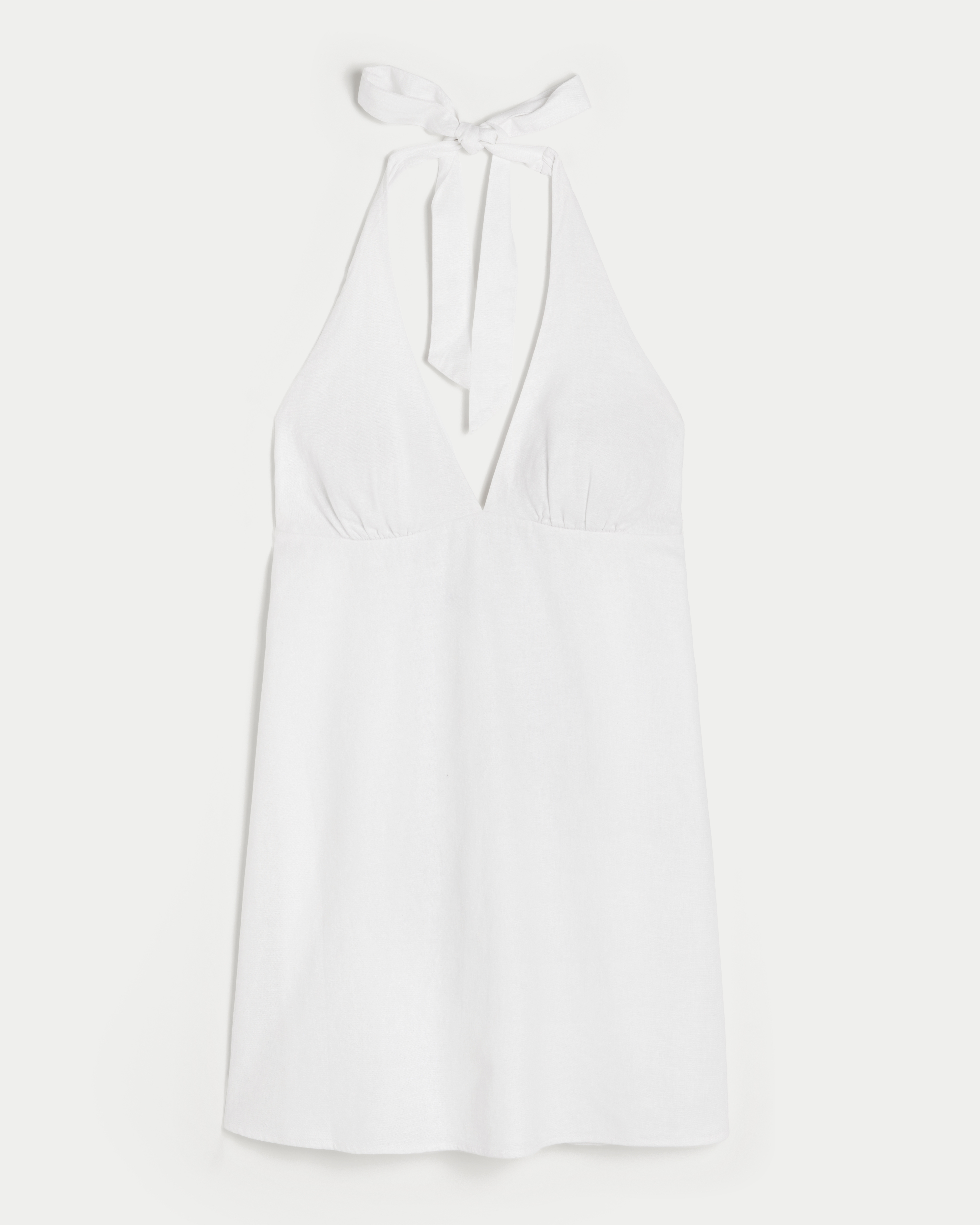 Open Back Linen-Blend Halter Dress