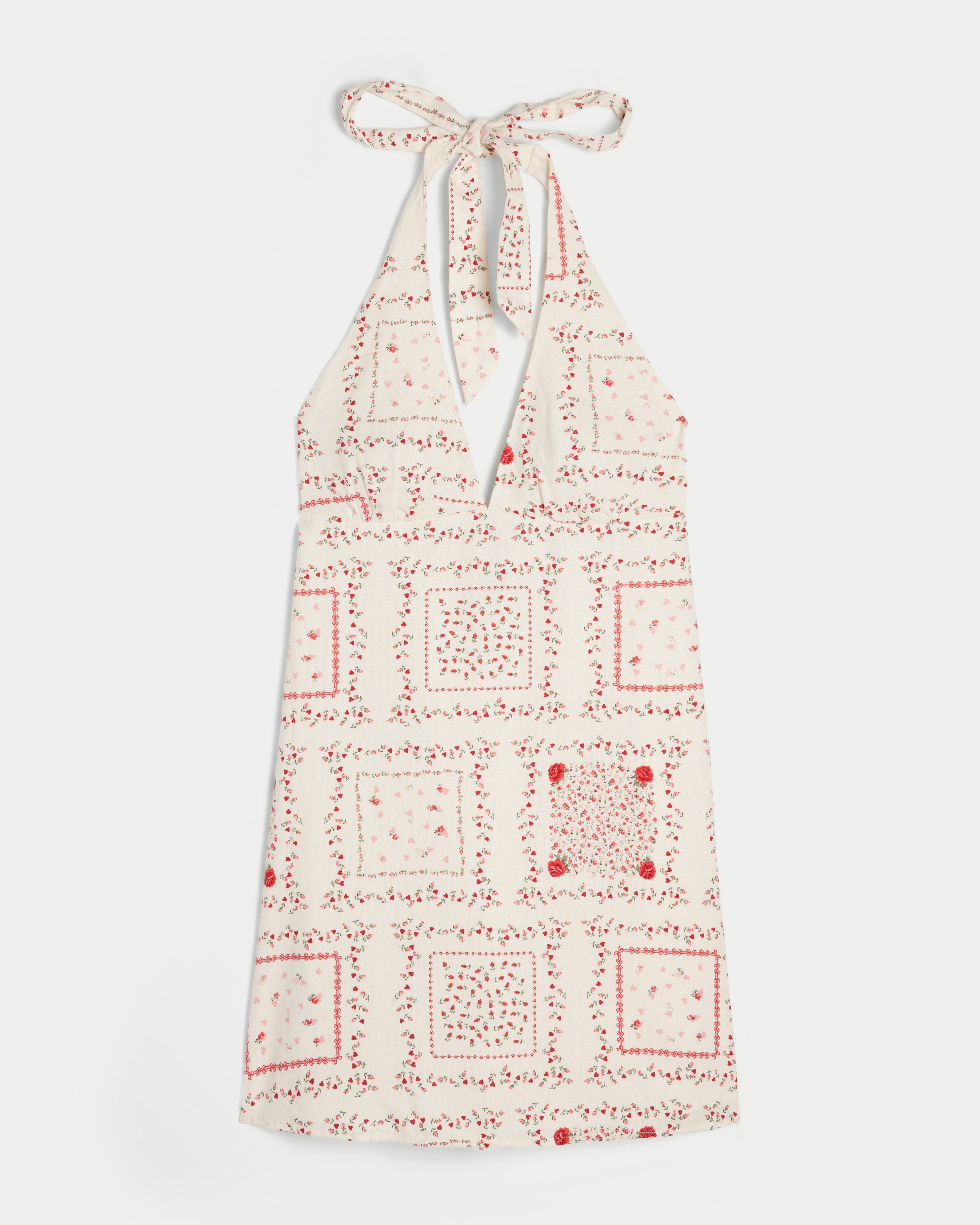 Open Back Linen-Blend Halter Dress