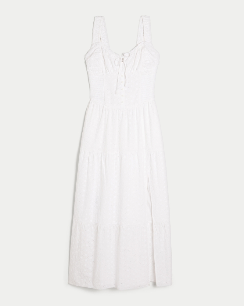 Hollister Sofia Side-Smocked Eyelet Maxi Dress