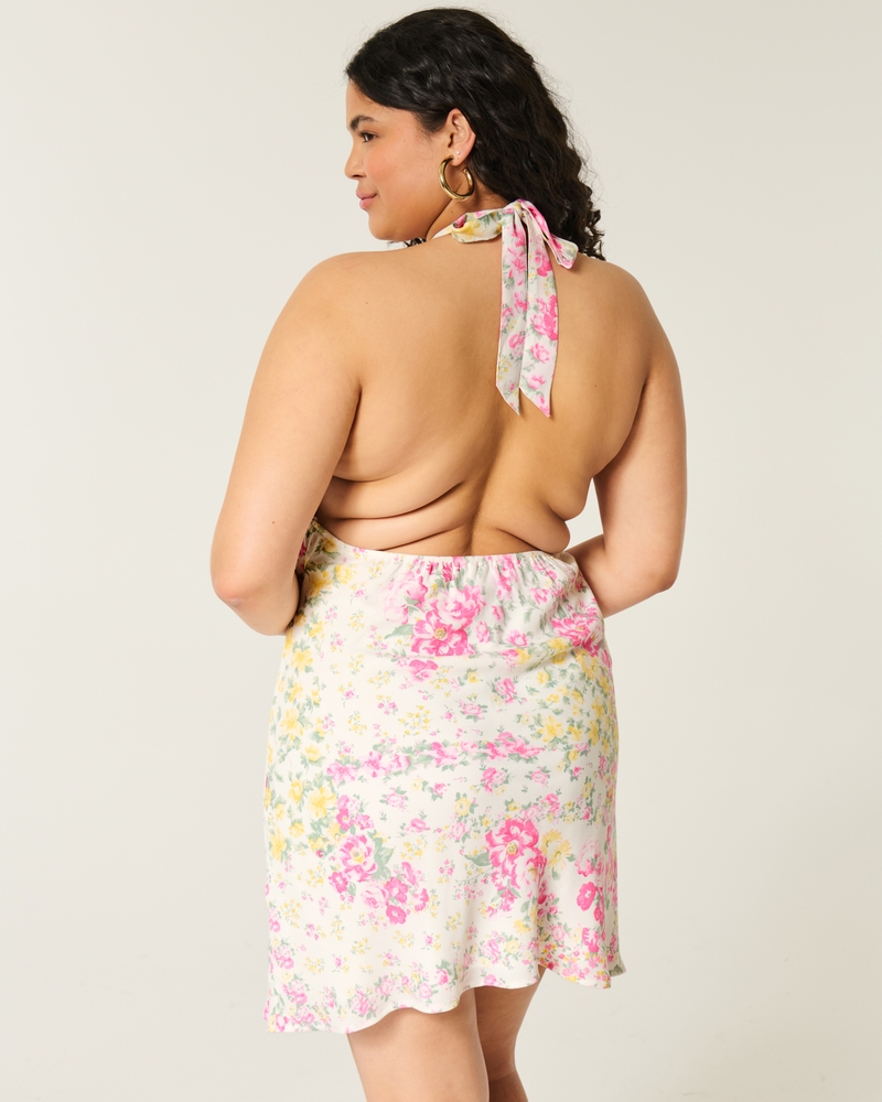 Open-Back Crepe Halter Dress