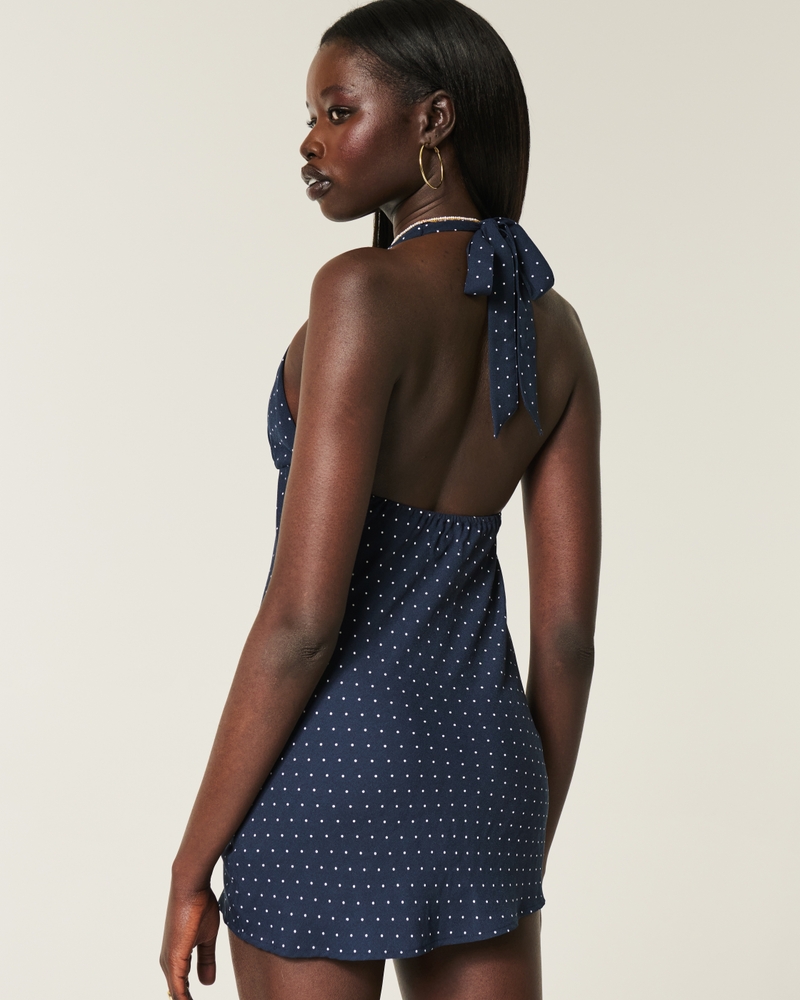Open-Back Crepe Halter Dress