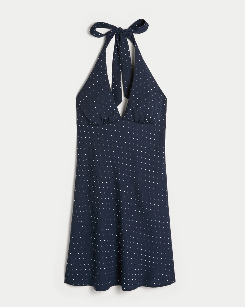 Open-Back Crepe Halter Dress