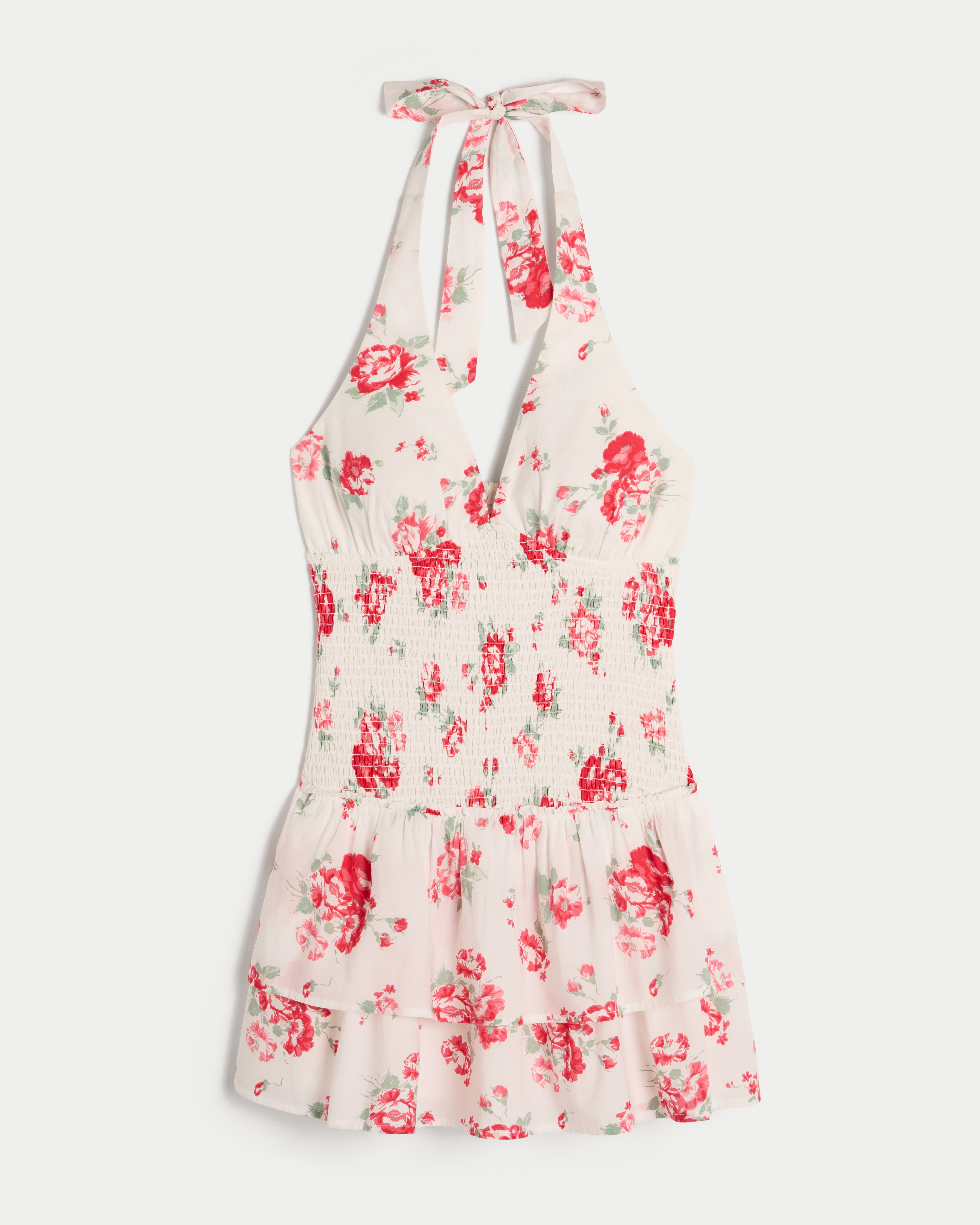 Double-Tier Smocked Halter Skort Dress