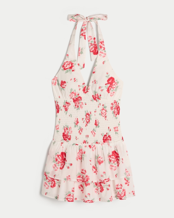 Double-Tier Smocked Halter Skort Dress