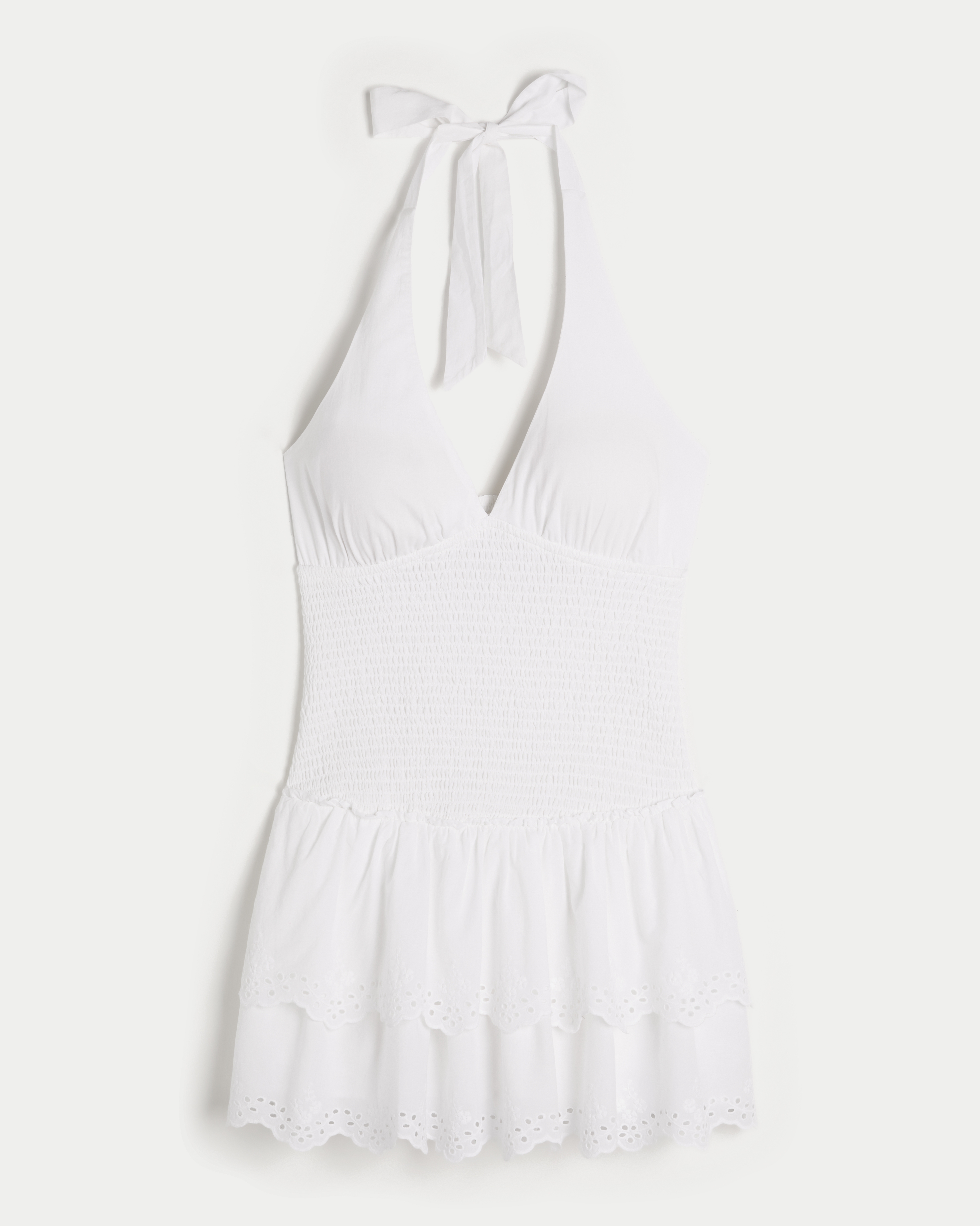 Double-Tier Smocked Halter Skort Dress