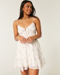 Asymmetrical Hem Chiffon Mini Dress
