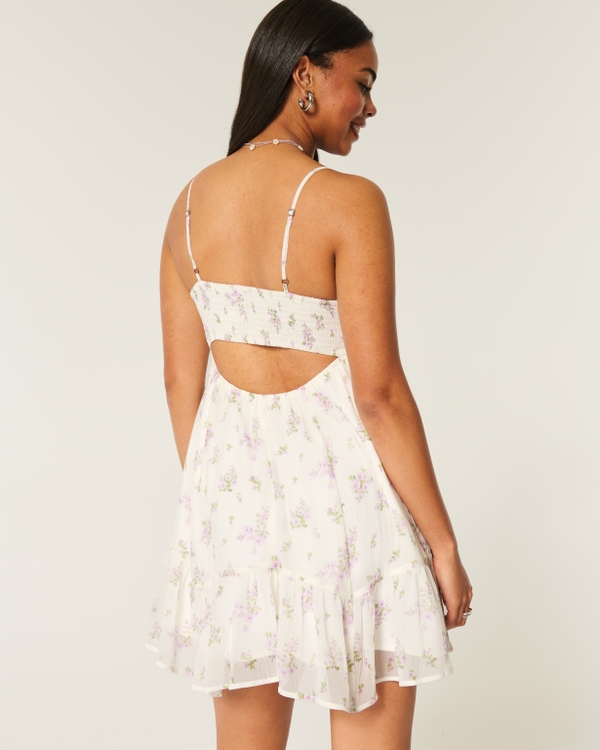 Asymmetrical Hem Chiffon Mini Dress