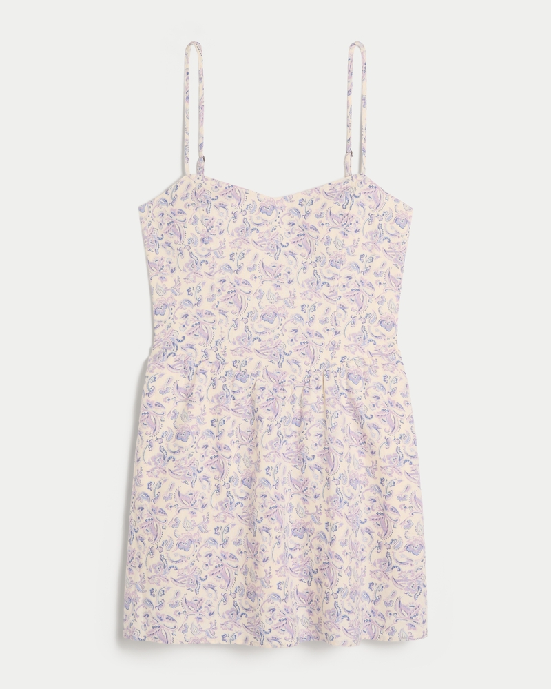Open-Back Linen-Blend Mini Dress