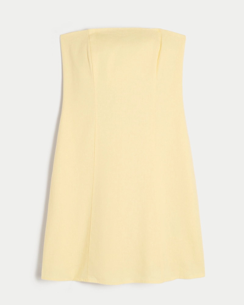 Linen-Blend Strapless Mini Dress