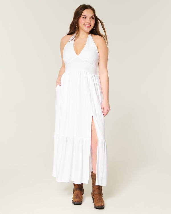 Halter Midi Dress, White view 1