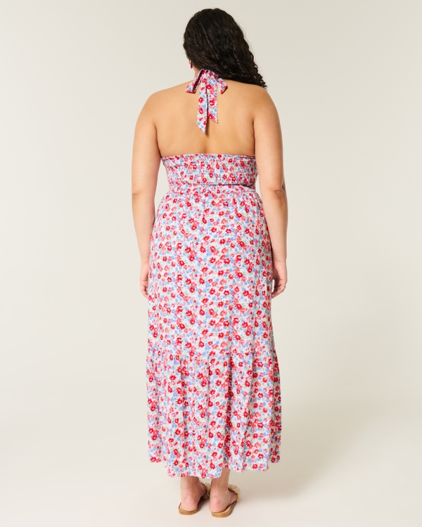 Halter Midi Dress, White Floral view 2