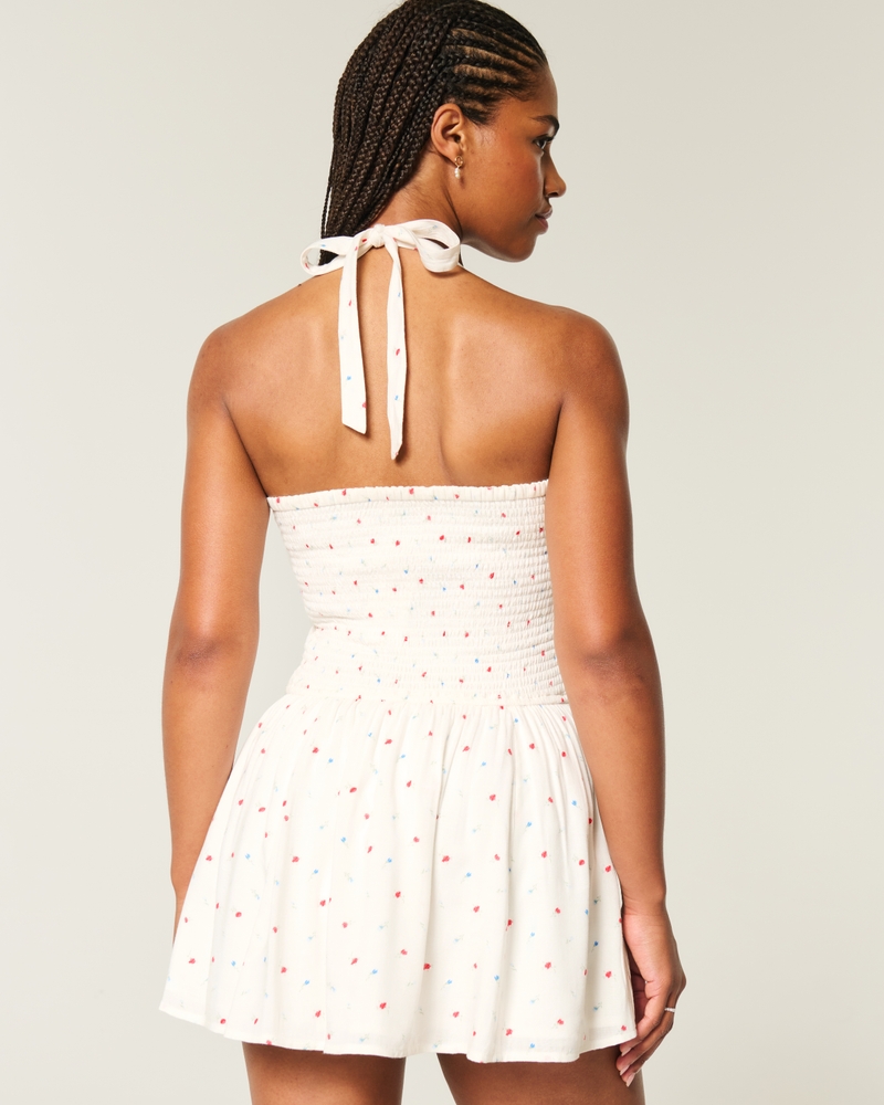 Drop-Waist Halter Mini Dress