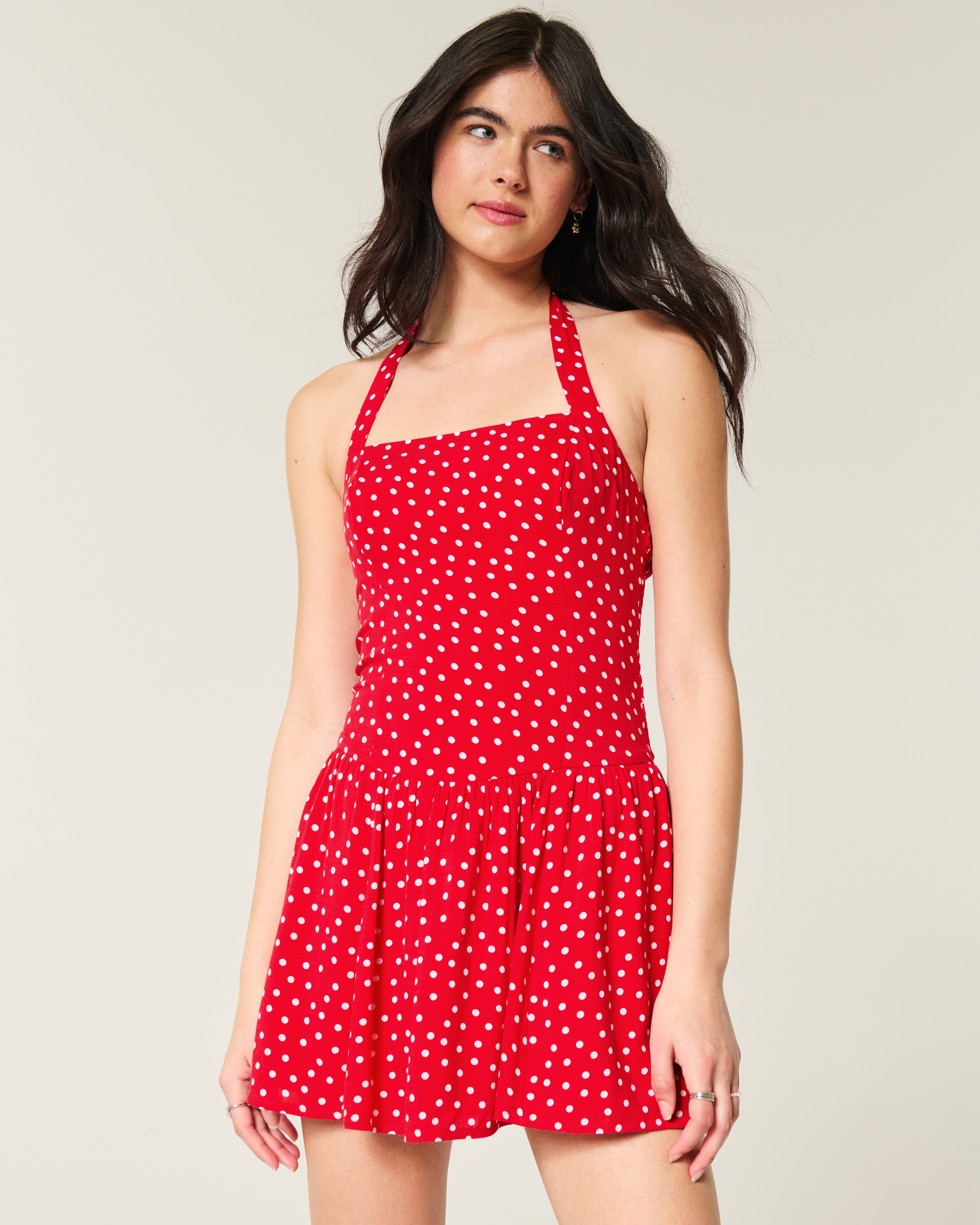 Drop-Waist Halter Mini Dress