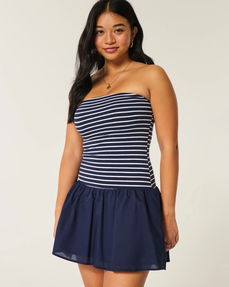 Strapless Smocked Bodice Mini Dress