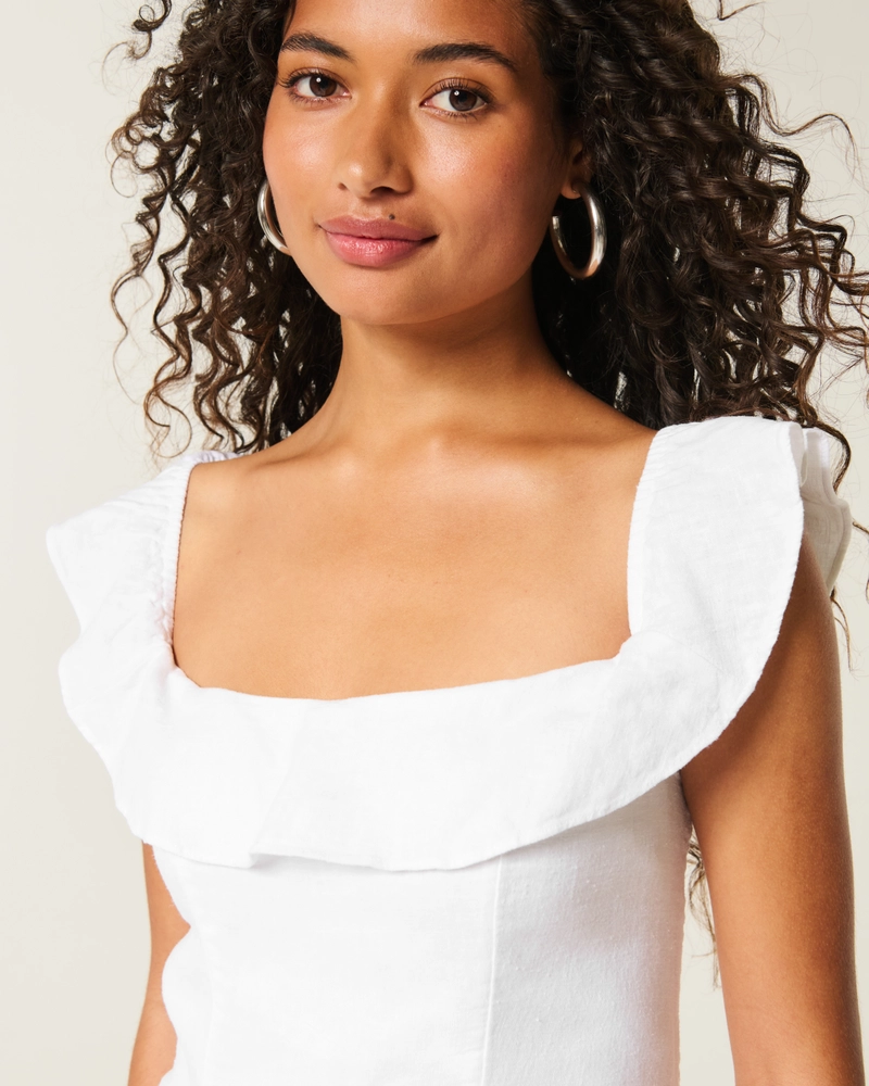 Off-the-Shoulder A-Line Ruffle Mini Dress
