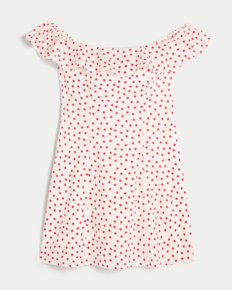 Off-the-Shoulder A-Line Ruffle Mini Dress