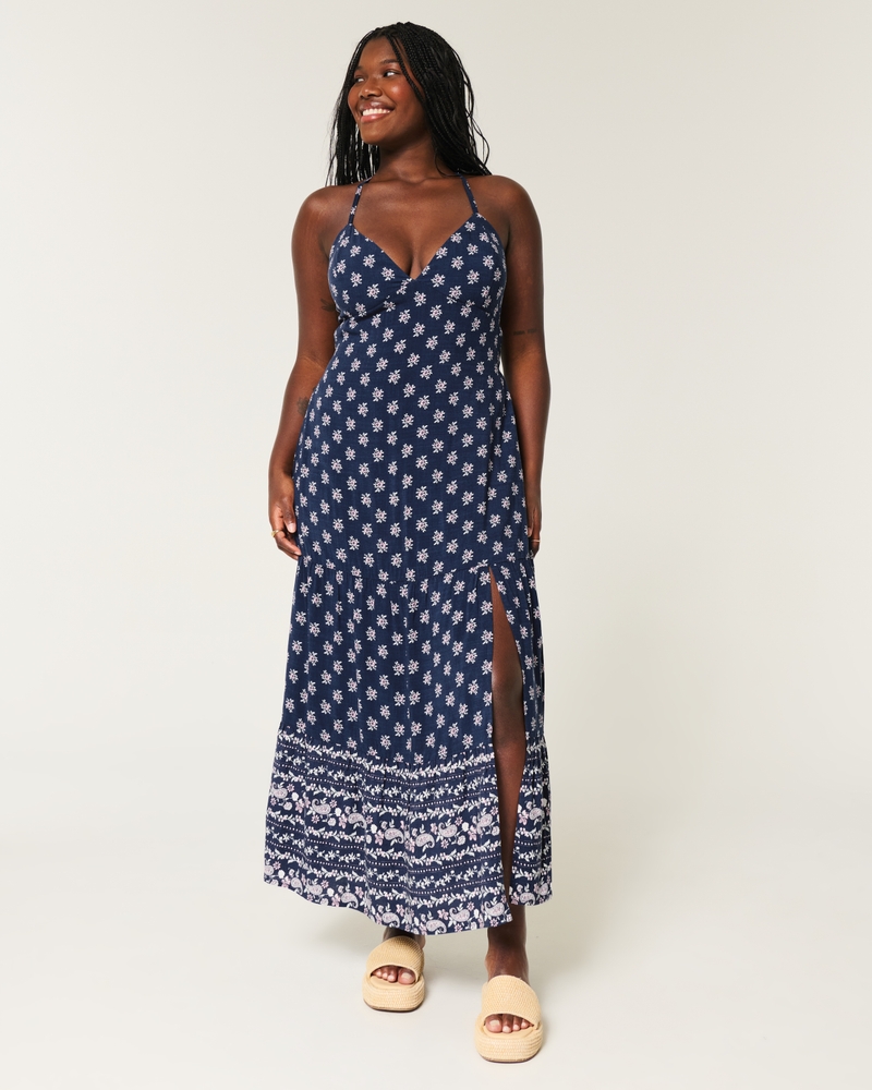Hollister Sofia Side-Smocked Eyelet Maxi Dress