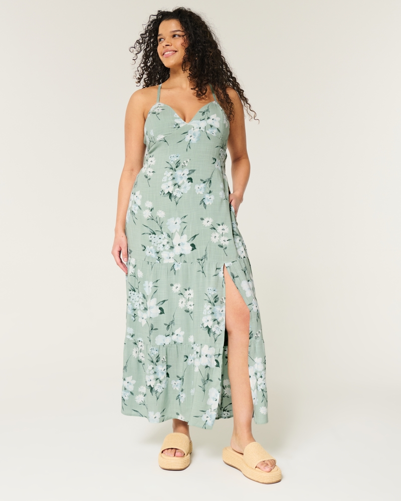 Hollister Sofia Side-Smocked Eyelet Maxi Dress