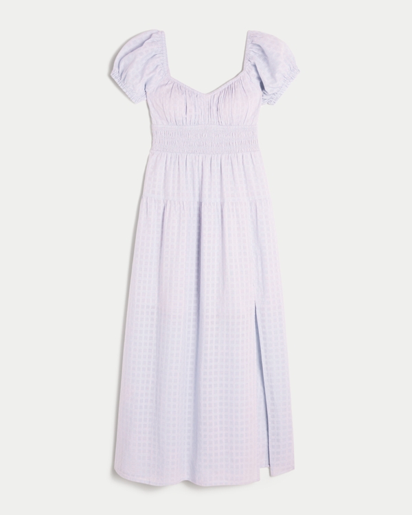 Short-Sleeve Open-Back Maxi Dress, Pastel Purple view 1