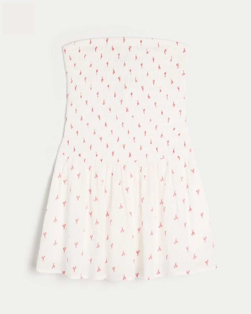 Strapless Smocked Bodice Mini Dress