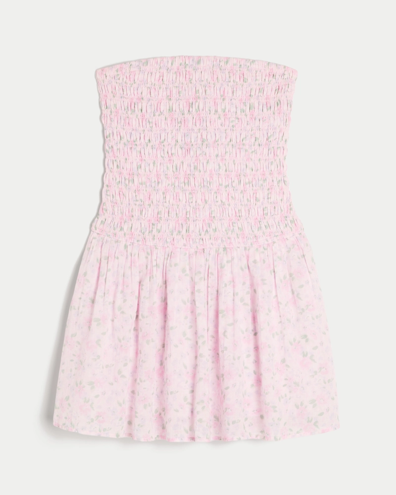 Strapless Smocked Bodice Mini Dress