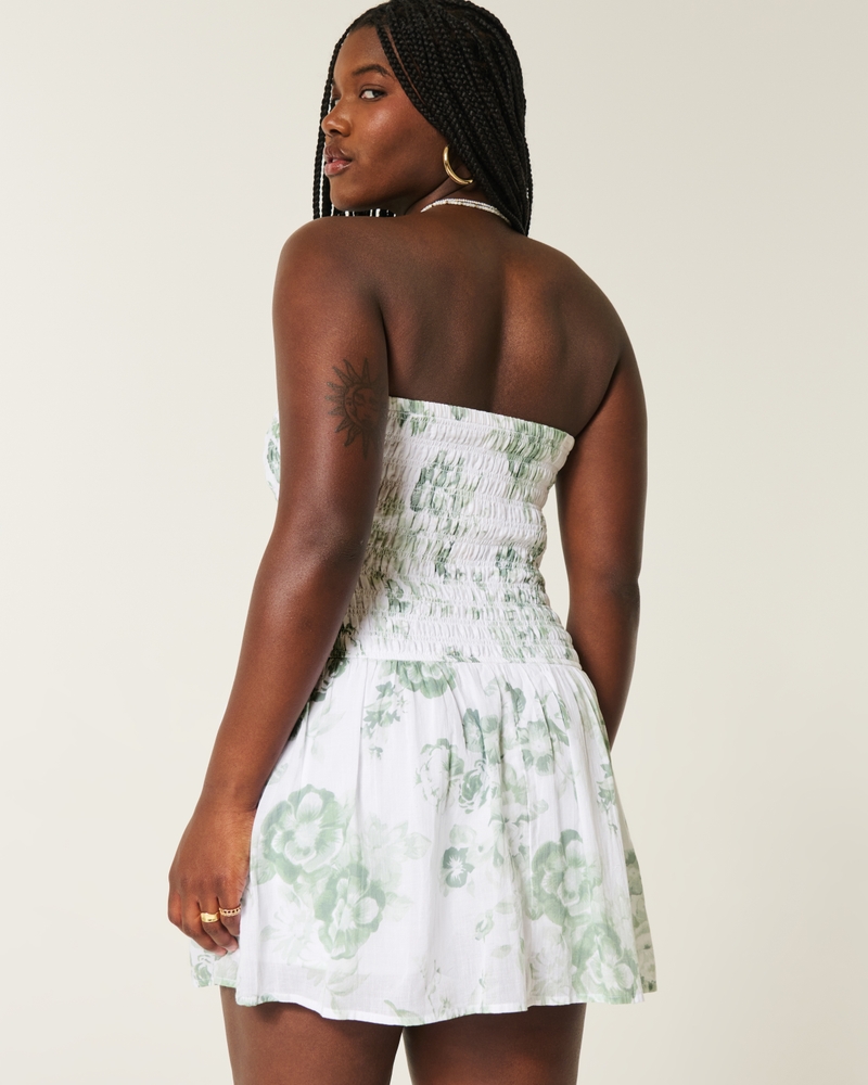 Strapless Smocked Bodice Mini Dress