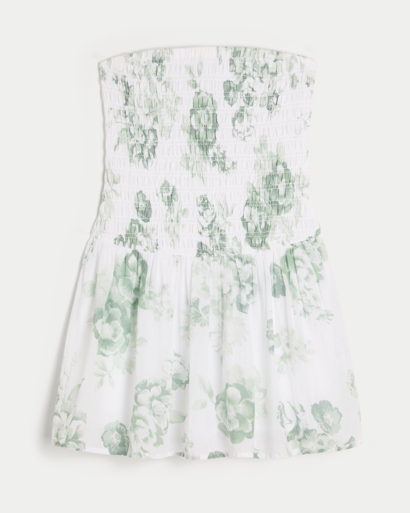 Strapless Smocked Bodice Mini Dress