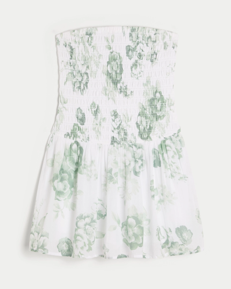 Strapless Smocked Bodice Mini Dress
