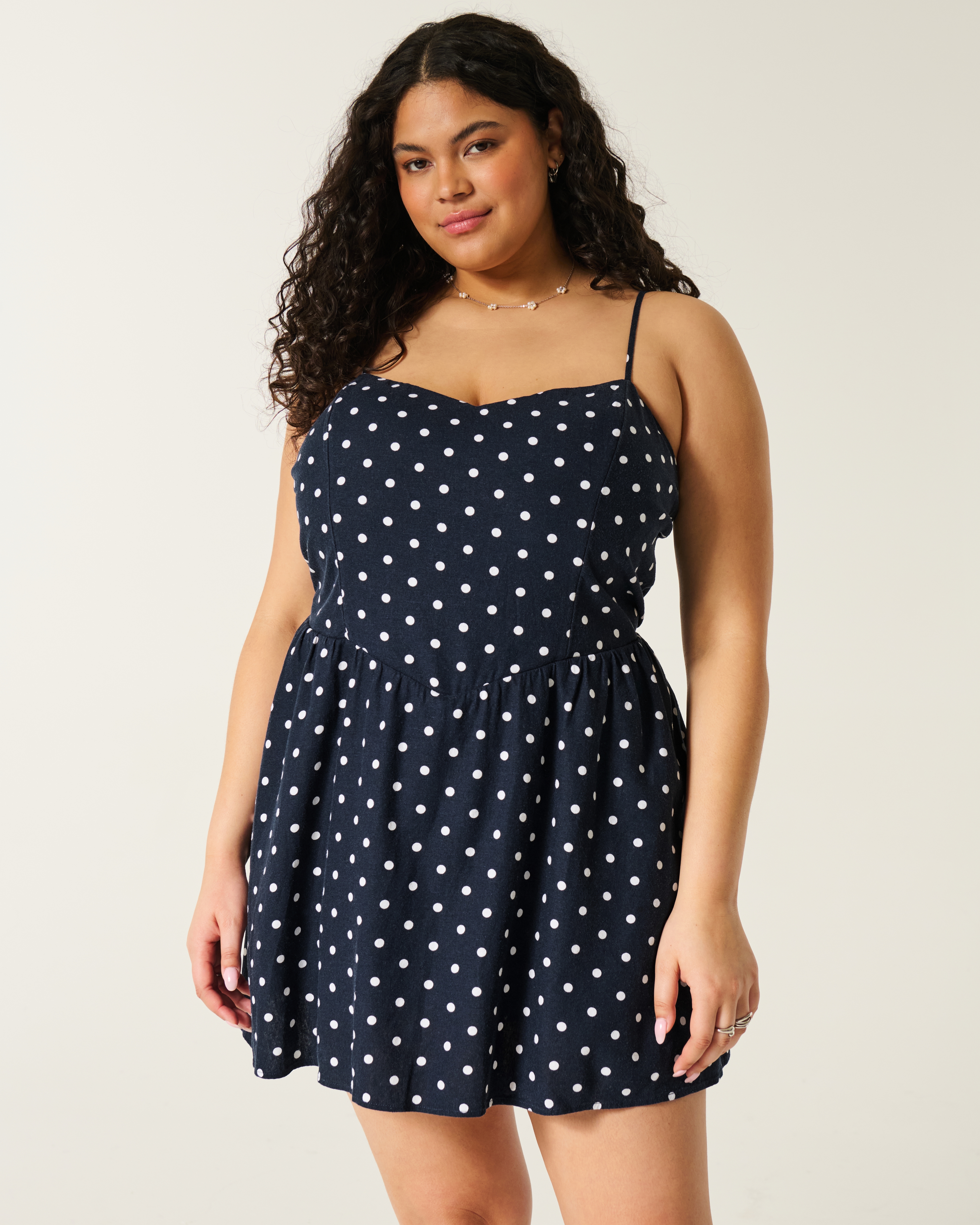 Open-Back Linen-Blend Mini Dress