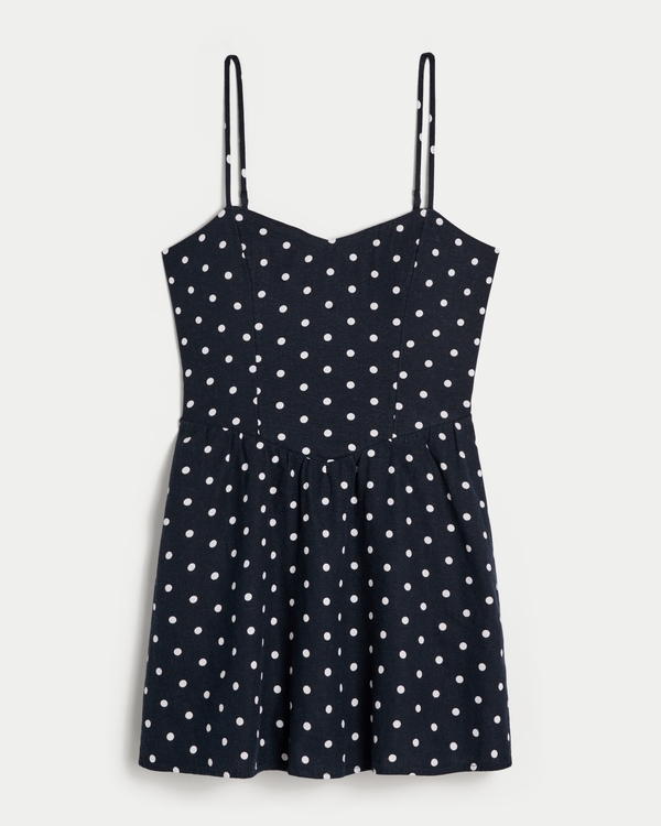 Open-Back Linen-Blend Mini Dress