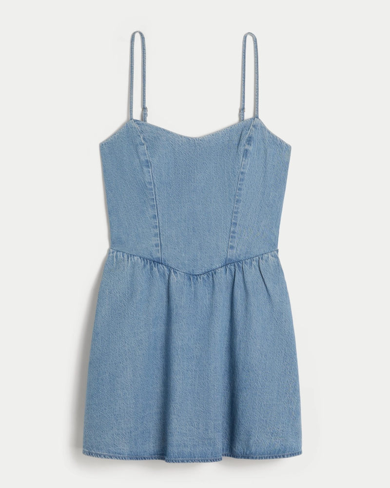 Open-Back Linen-Blend Mini Dress