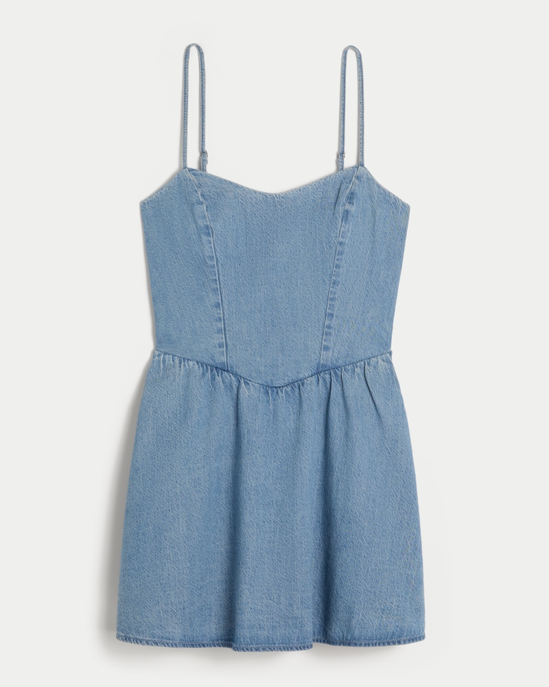 Open-Back Linen-Blend Mini Dress