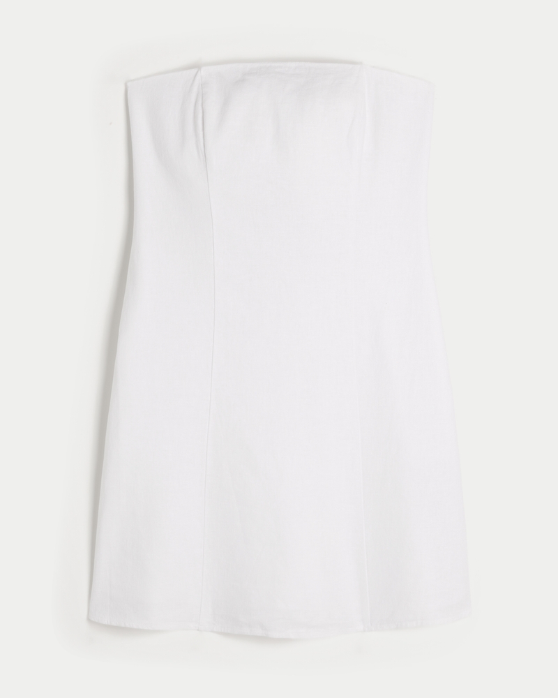 Linen-Blend Strapless Mini Dress
