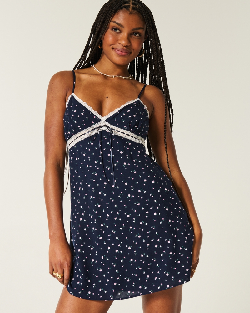 Lace Detail Slip Mini Dress