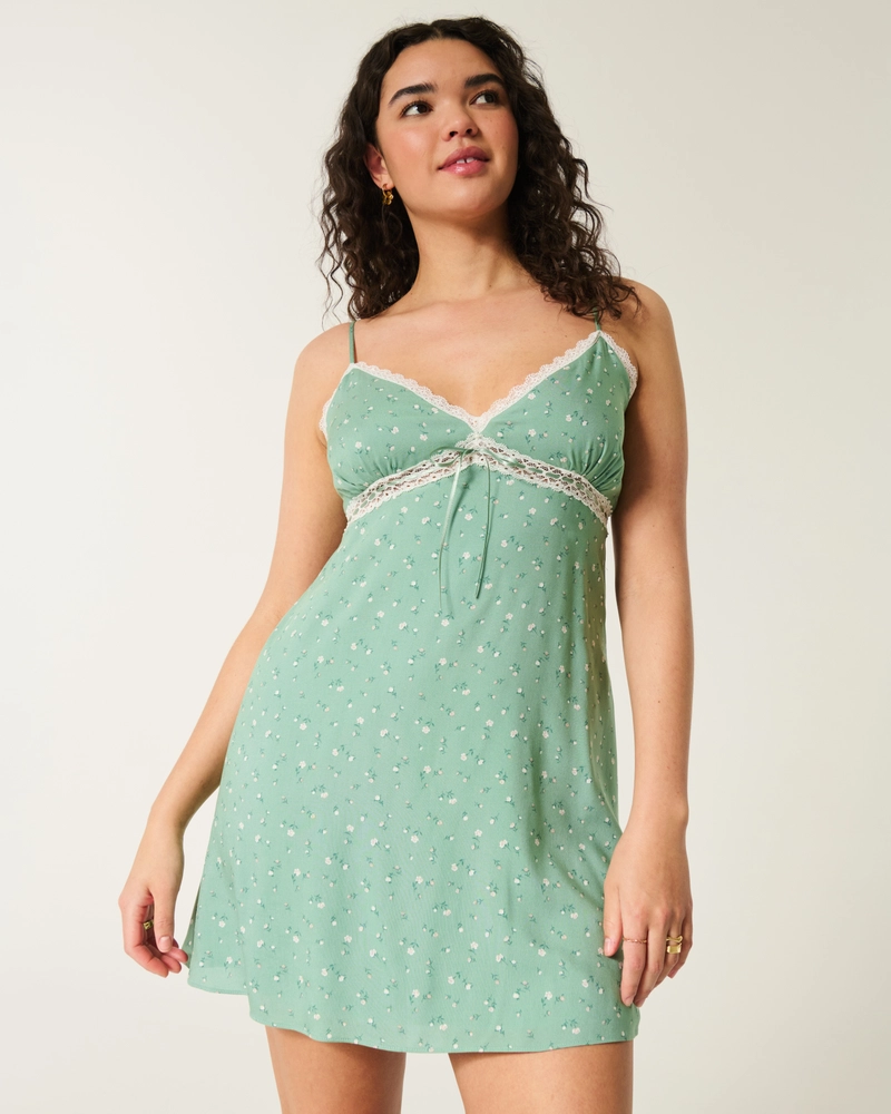 Lace Detail Slip Mini Dress