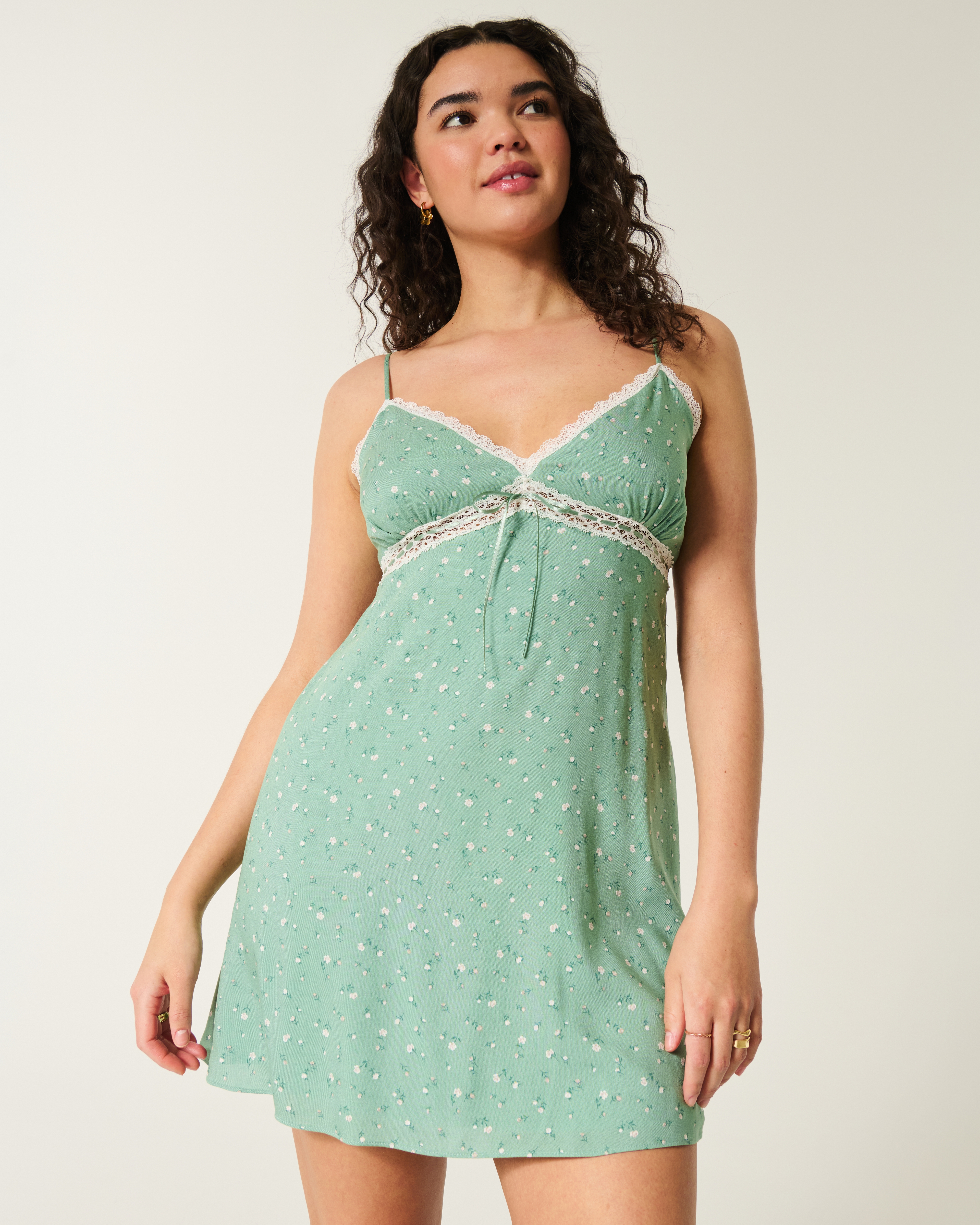Lace Detail Slip Mini Dress
