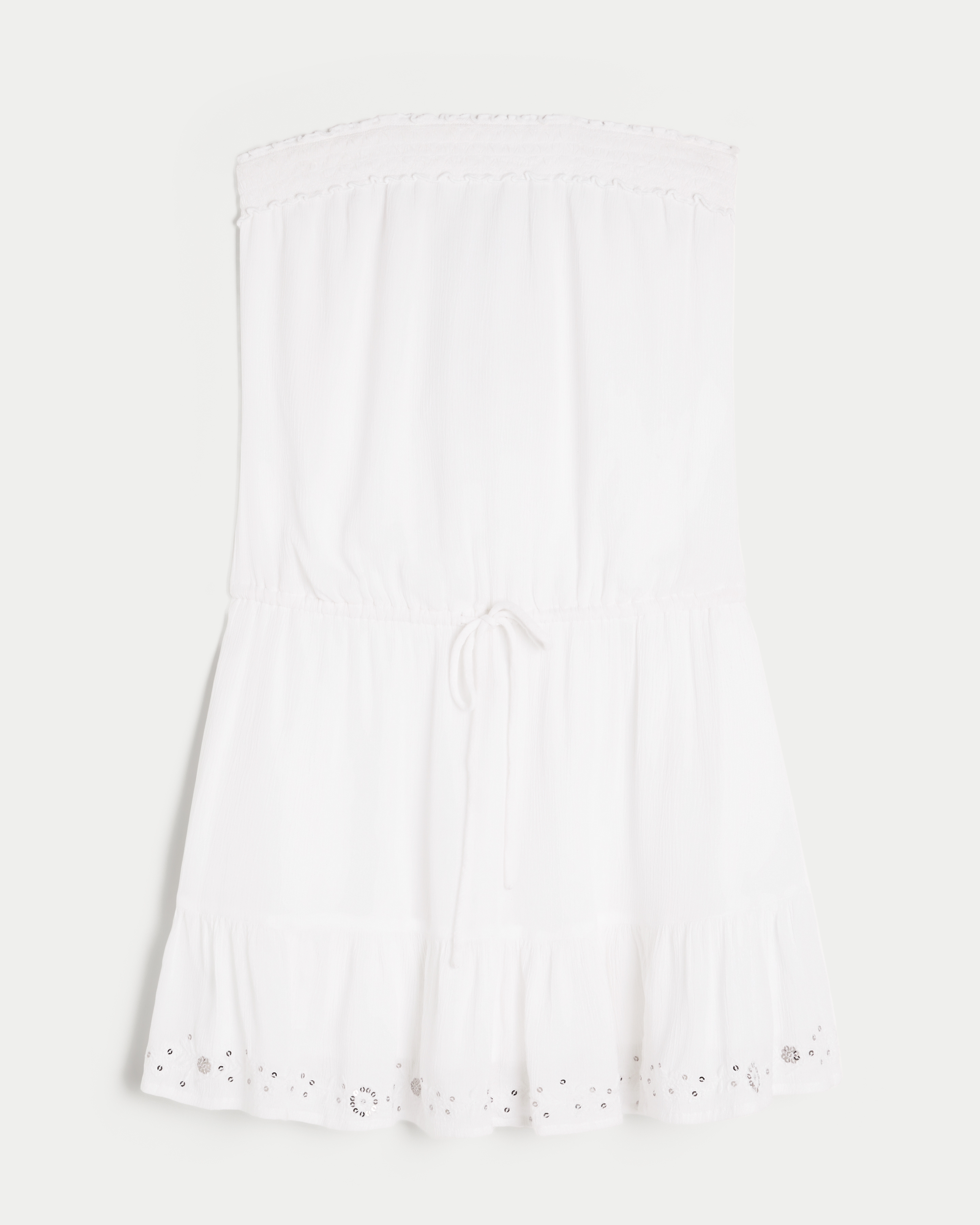 Strapless Drawstring Blouson Mini Dress