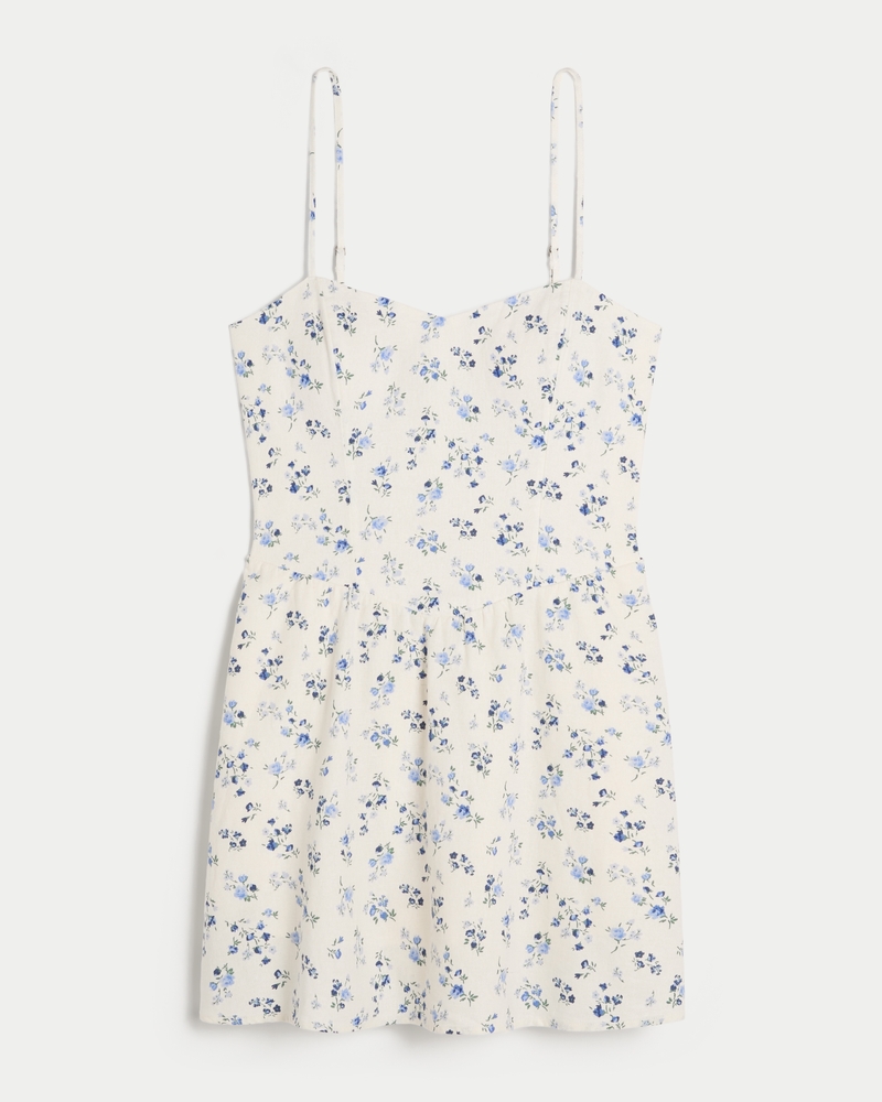 Open-Back Linen-Blend Skort Dress