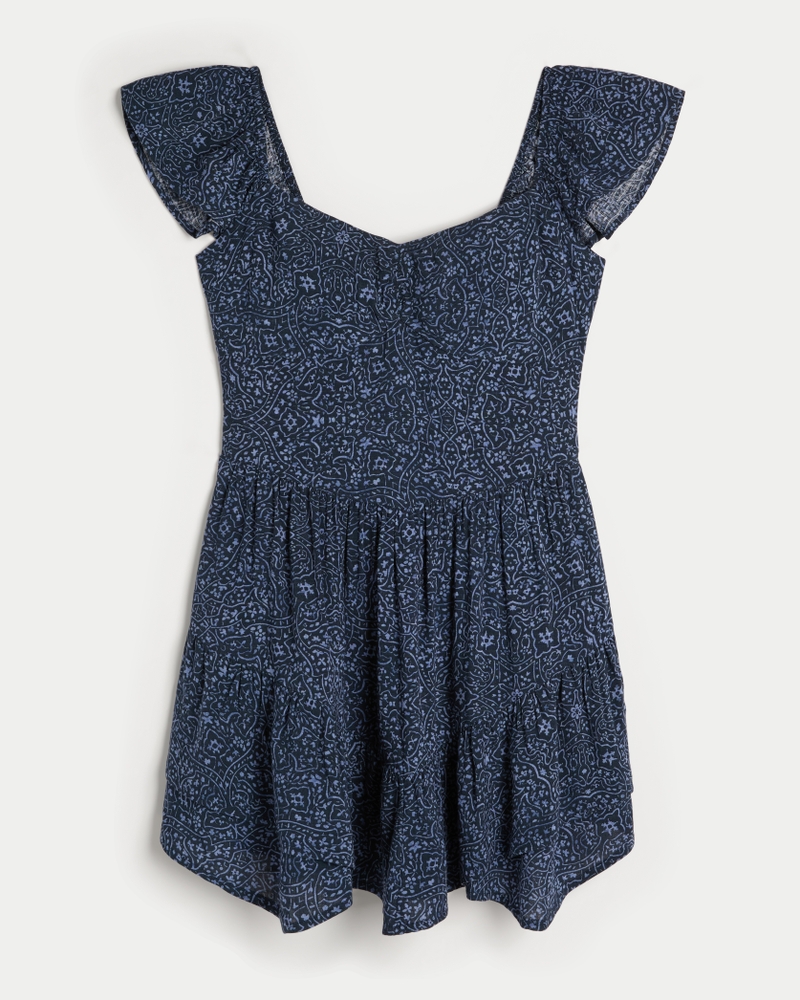 Cinch-Bust Mini Skort Dress