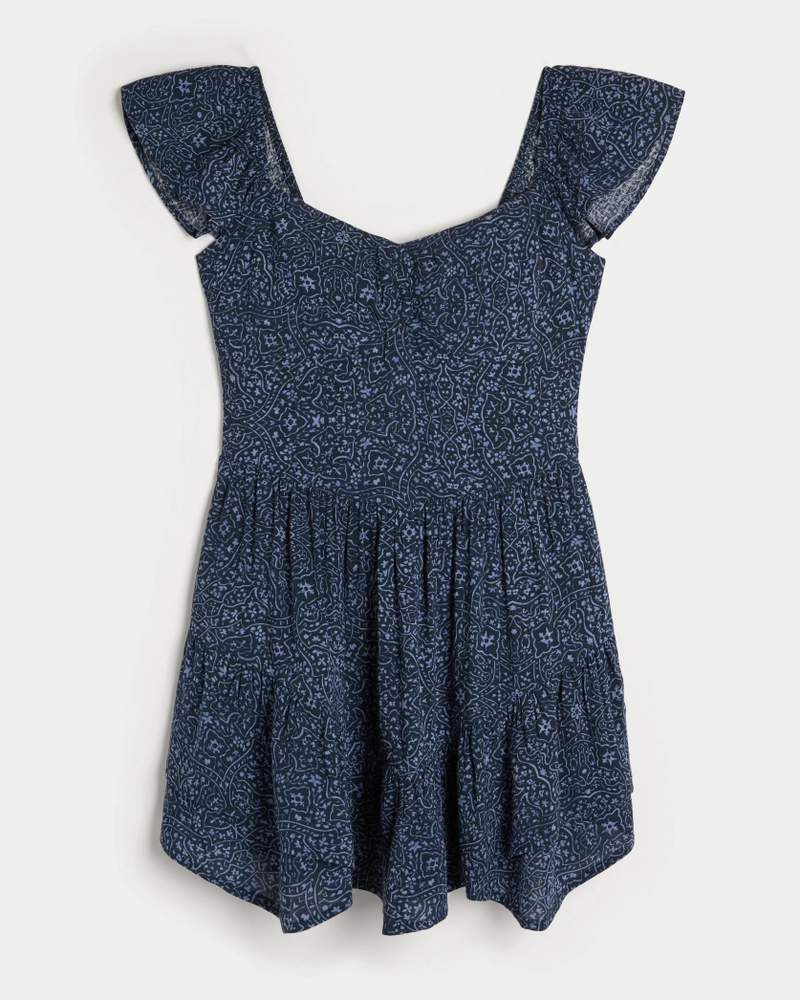 Cinch-Bust Mini Skort Dress