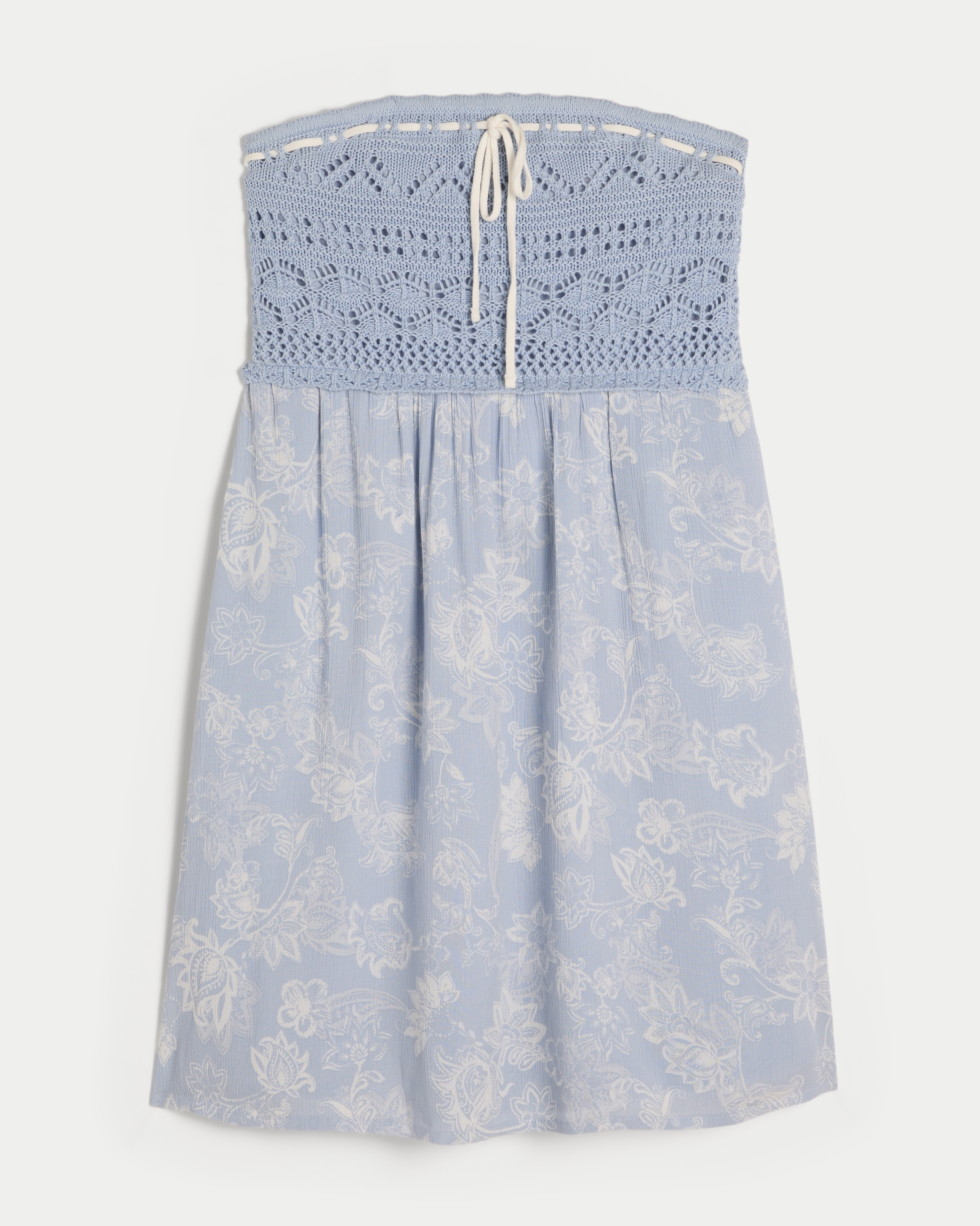 Crochet-Style Mix Strapless Mini Dress