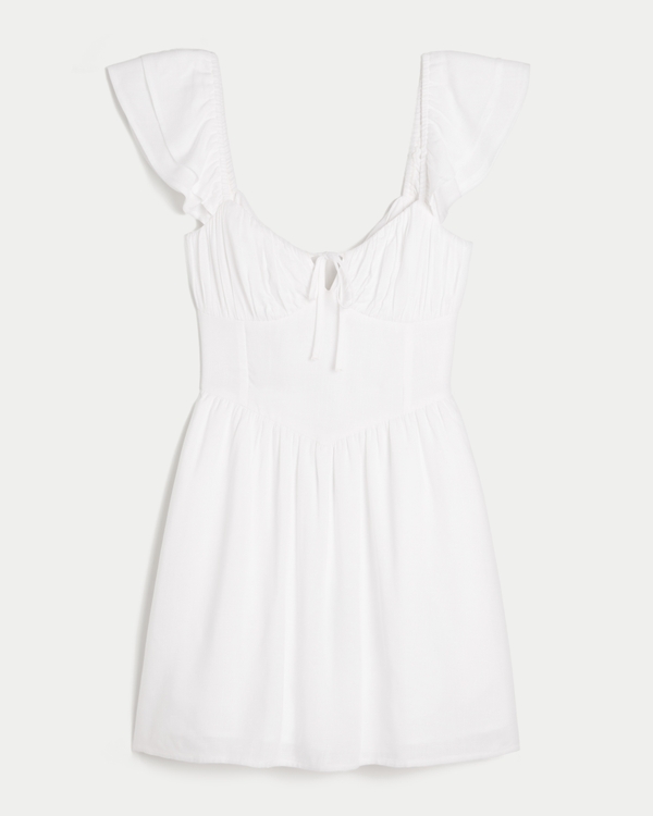 Flutter Sleeve V-Waist Mini Dress