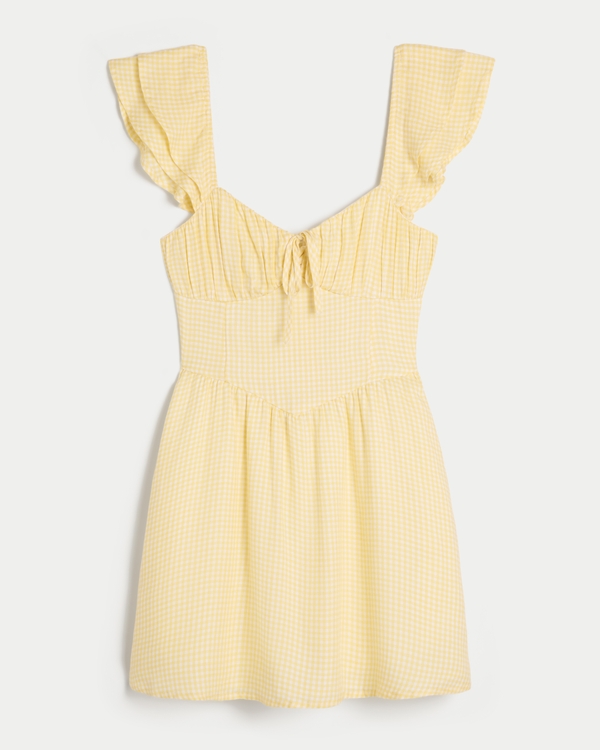 Flutter Sleeve V-Waist Mini Dress